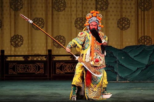 red facial makeup: The image of Guan Yu in opera.