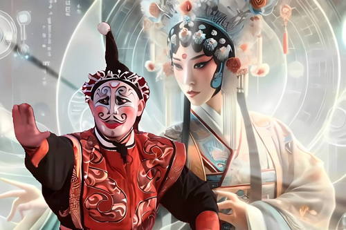 Traditional opera combined with AI (artificial intelligence) technology.